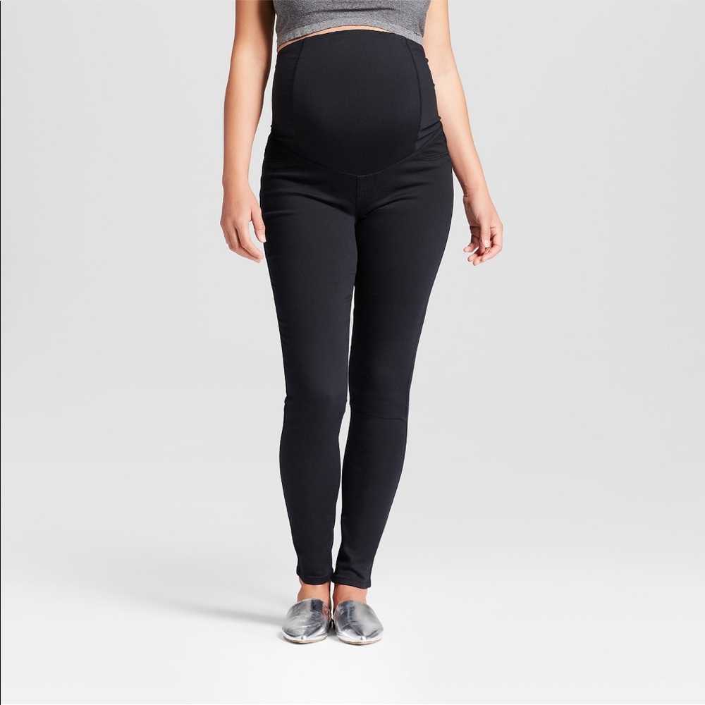 Maternity Crossover Panel Skinny Jeans Black